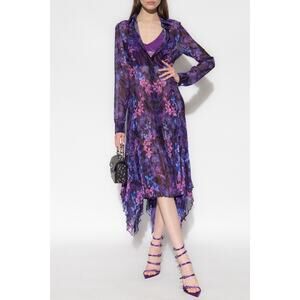 NWT Versace 40 US 4 Runway SS23 Plisse Dress All Over Orchid Purple $5,425